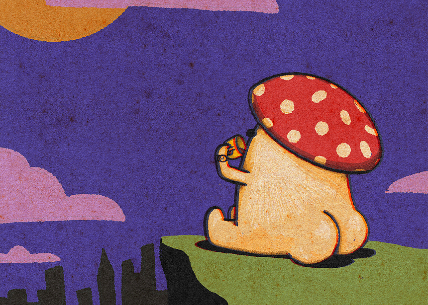drawing of a mushroom with a butt