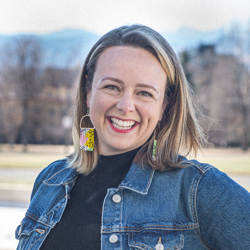 woman in jean jacket in outside Denver