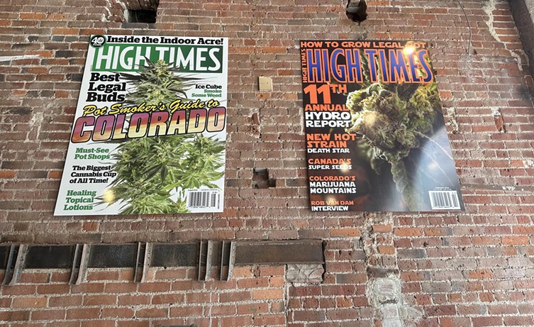 High Times magazine covers on the wall