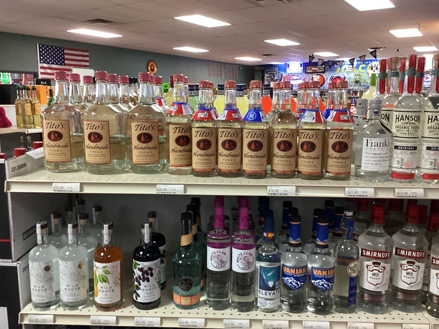 bottles of liquor on shelves