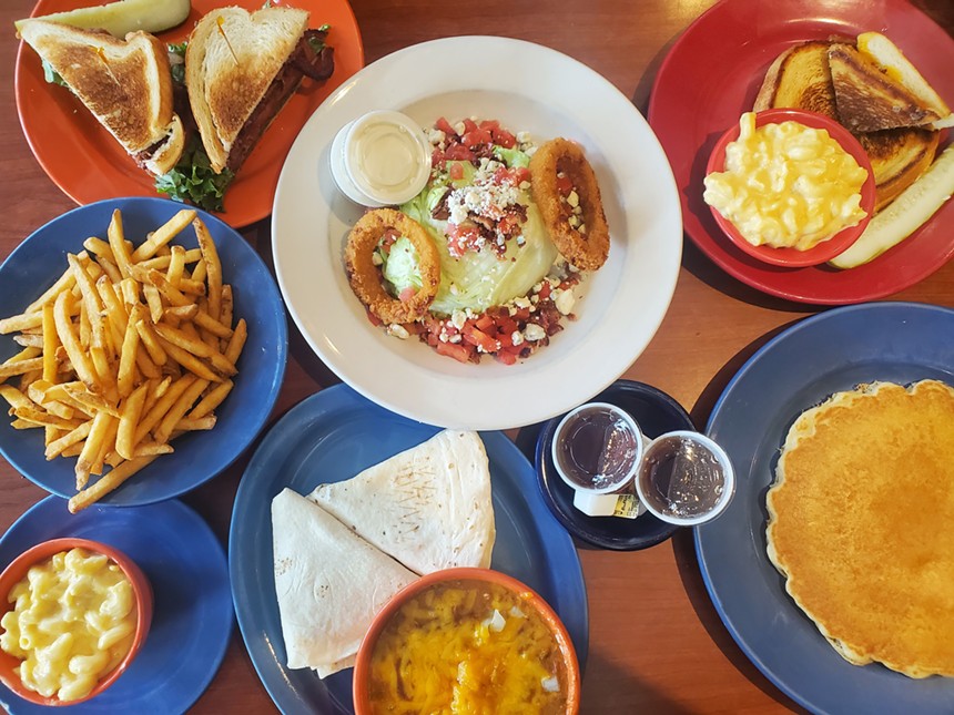 various food on plates