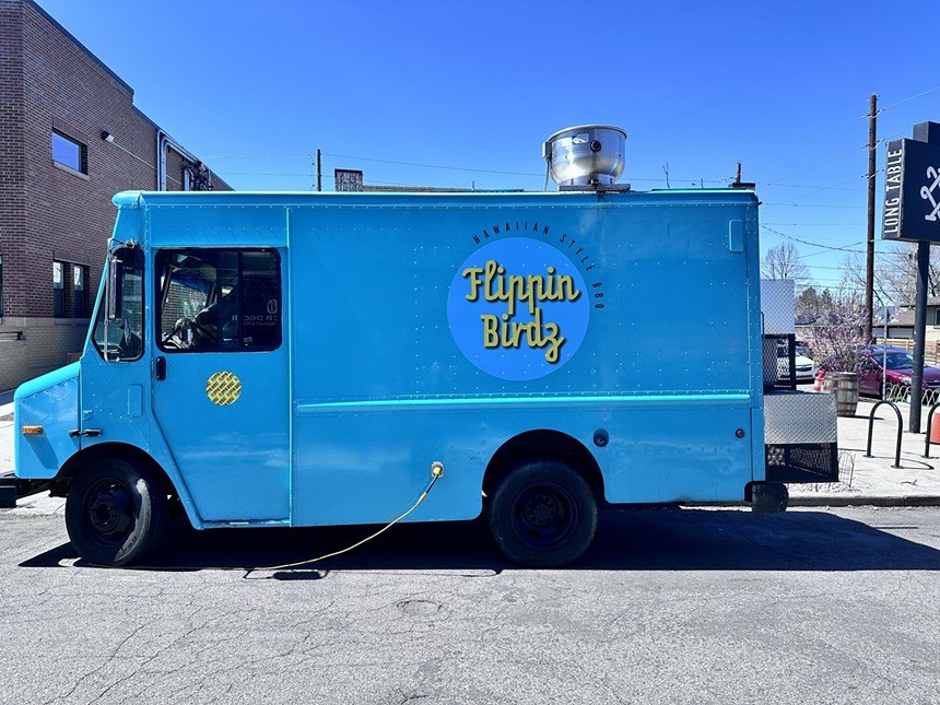 a blue food truck