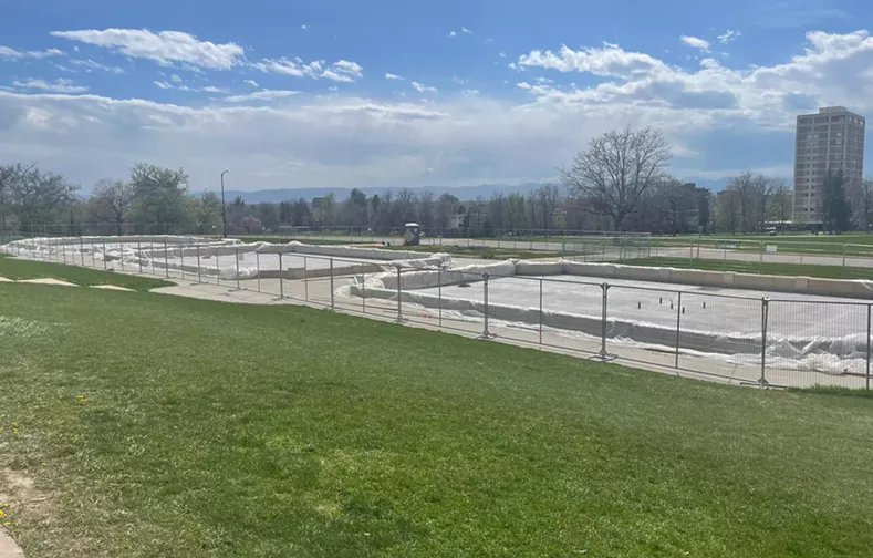 Empty fountains at park in Denver