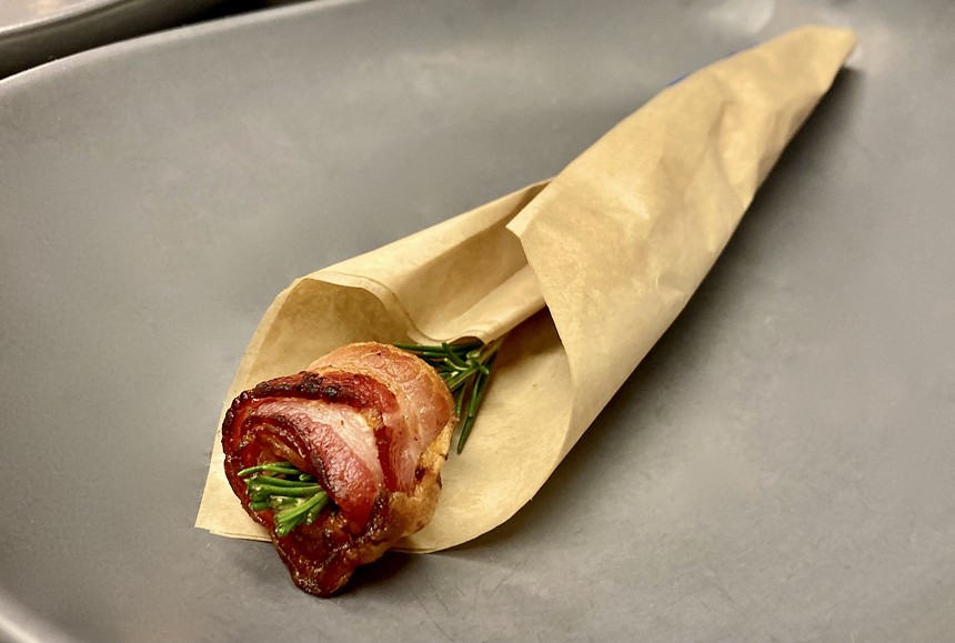 A rose made of bacon from Slater's 50/50