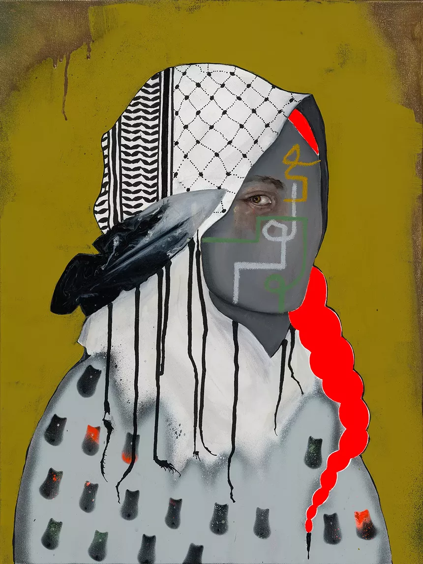 painting of a person in a keffiyeh