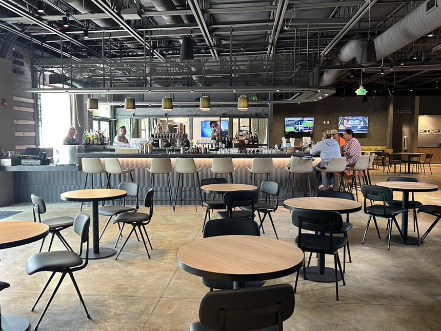 a bar inside a food hall