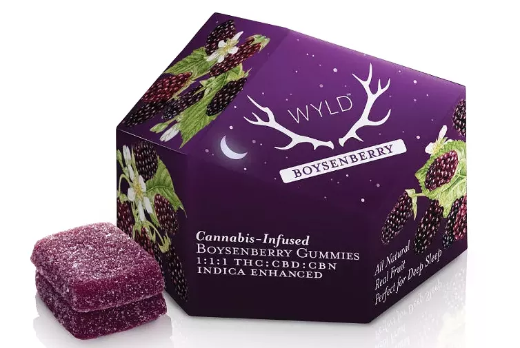 Purple box of Wyld weed gummies