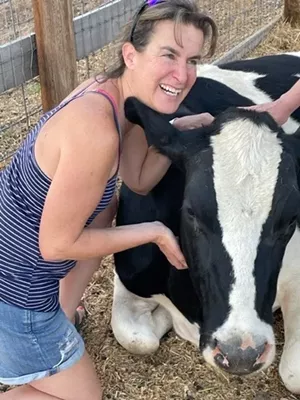 woman with cow
