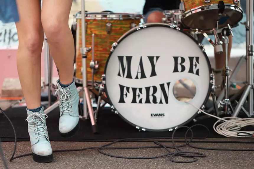 Denver band May Be Fern performs a concert in the parking lot of Westword