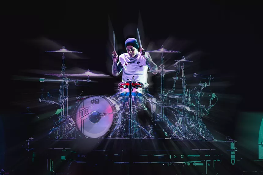 Travis Barker providing the back-bone for the band. Photography By: Jason Myers (@memorandum_media)