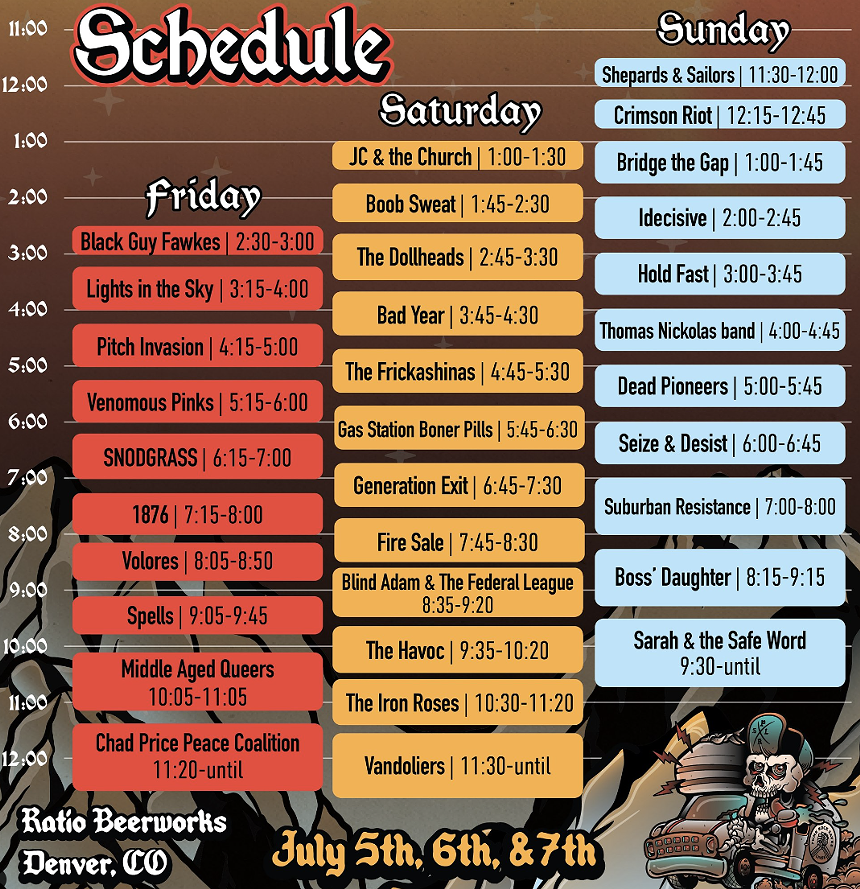 Music festival schedule.