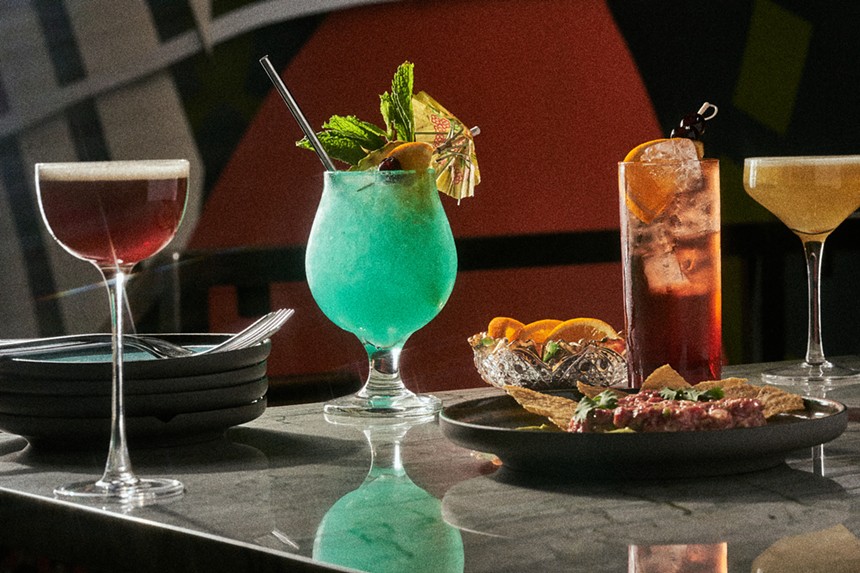 a blue cocktail