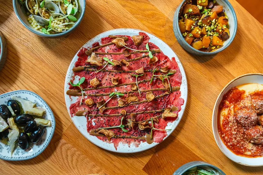 carpaccio on  a white plate