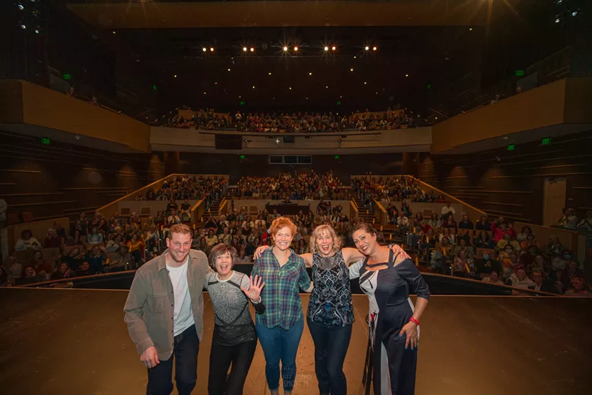 comedy group Moms Unhinged on stage