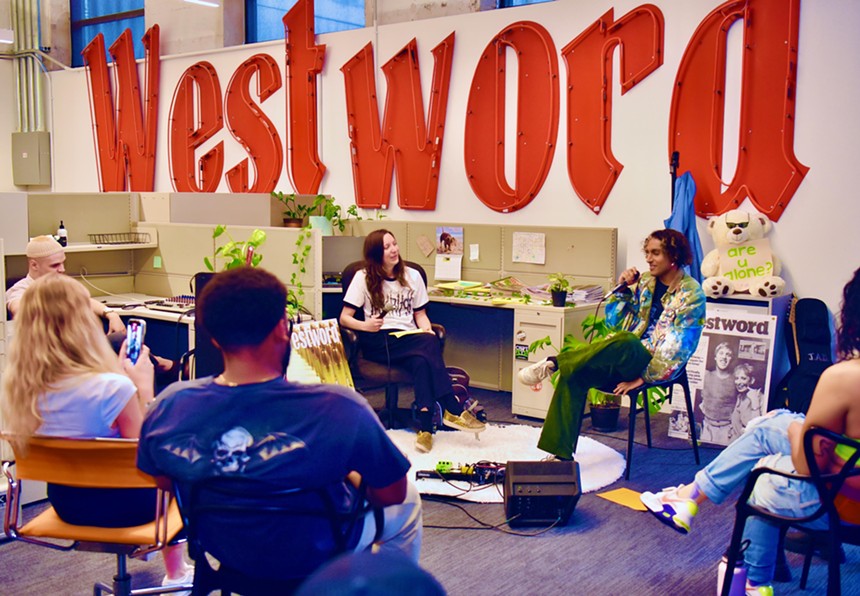 Music Editor Emily Ferguson interviews ego n friends at the Westword office August 1.