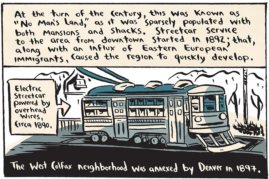 cartoon with street car