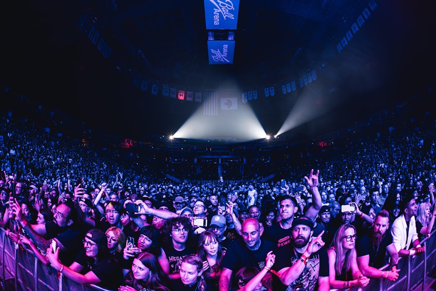 A huge crowd gathers for Megadeth at Ball Arena in Denver. Jason Myers (@memorandum_media)