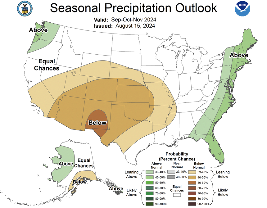 United States rain and snowfall map fall 2024