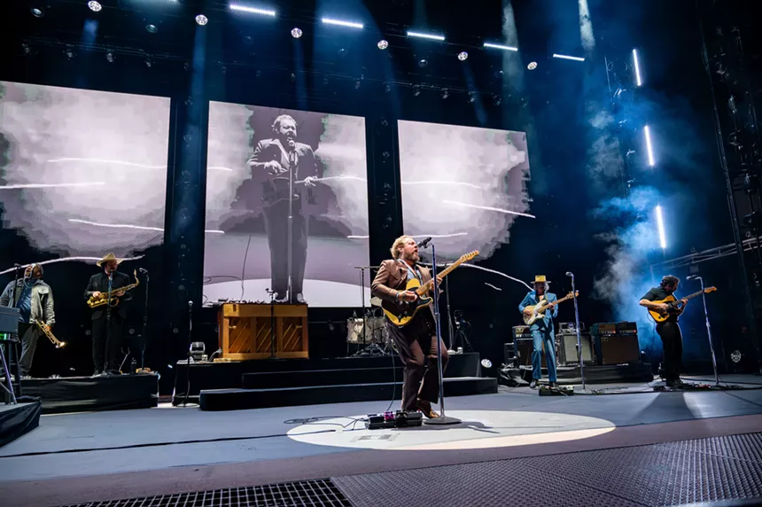 Nathaniel Rateliff on stage at Red Rocks