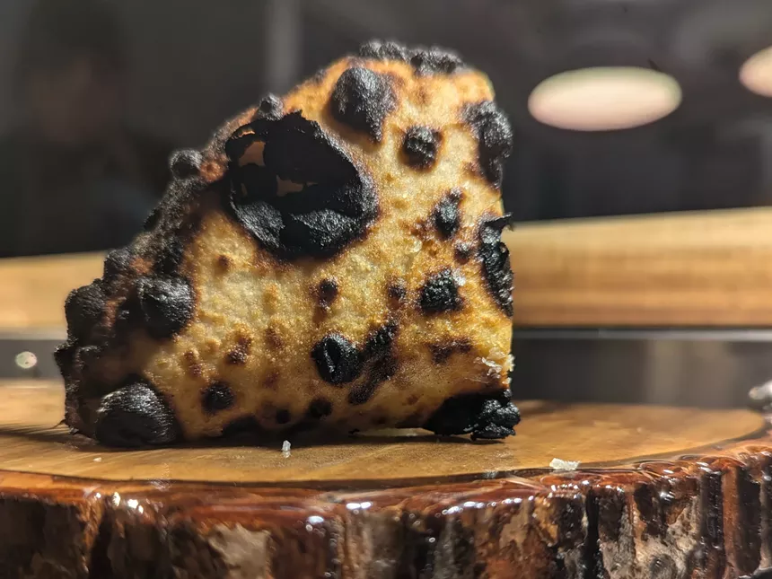a piece of charred bread