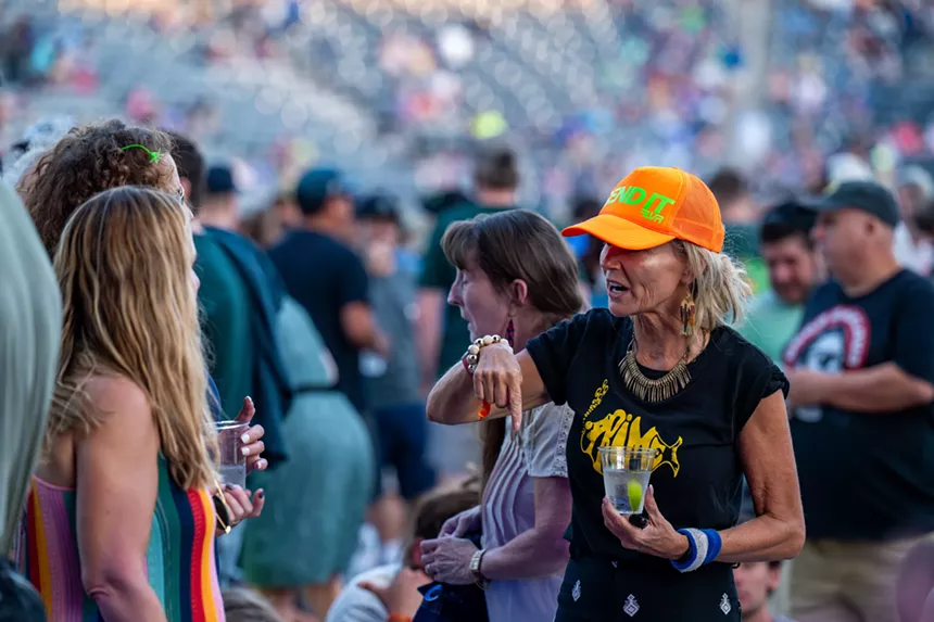 Phish fan talking to friends