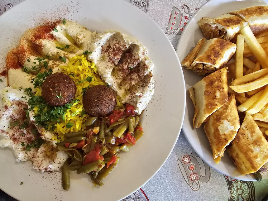 various foods on two plates