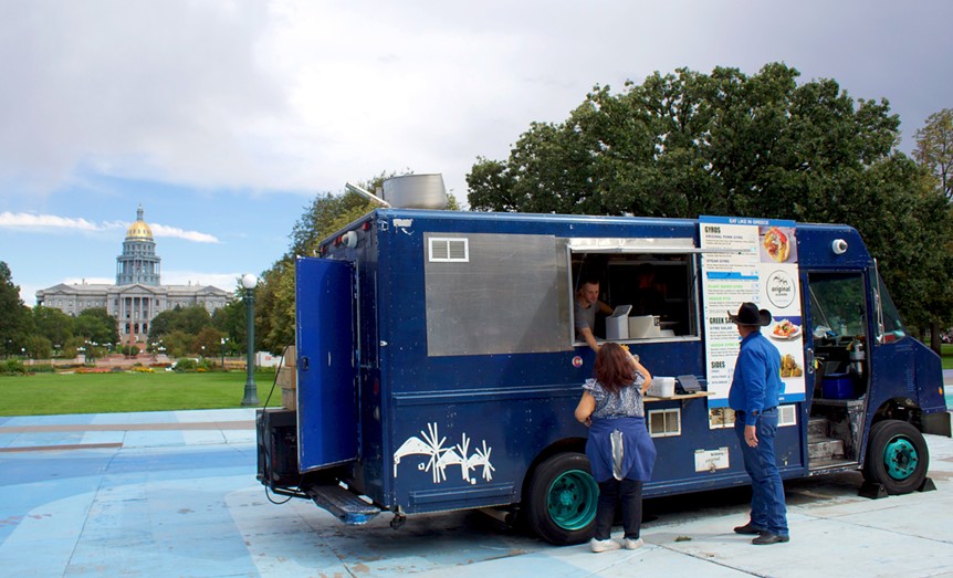 Food truck sells gyros in front of Colorado Capitol Building