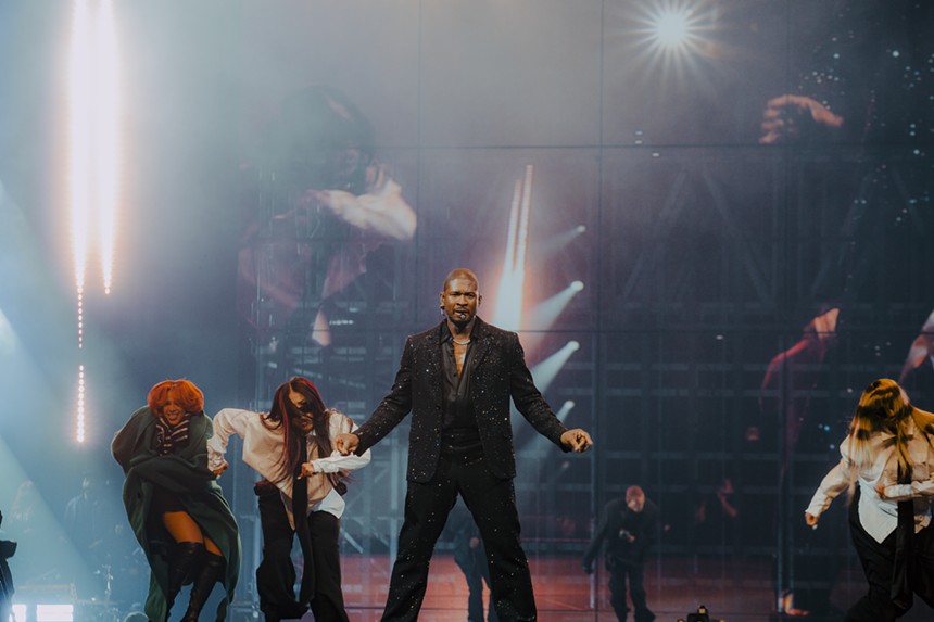 Usher performing at Ball Arena in Denver for his Past Present Future Tour