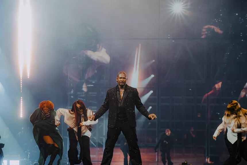 Usher performing at Ball Arena in Denver for his Past Present Future Tour