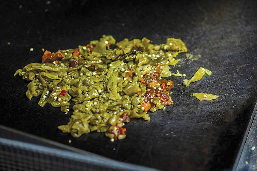 green chiles on grill