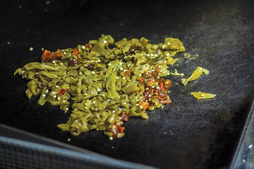 green chiles on grill