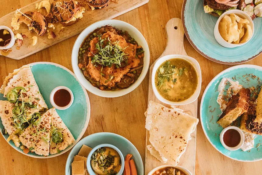 French toast sliders, green chile with tortillas and other dishes from Just BE Kitchen