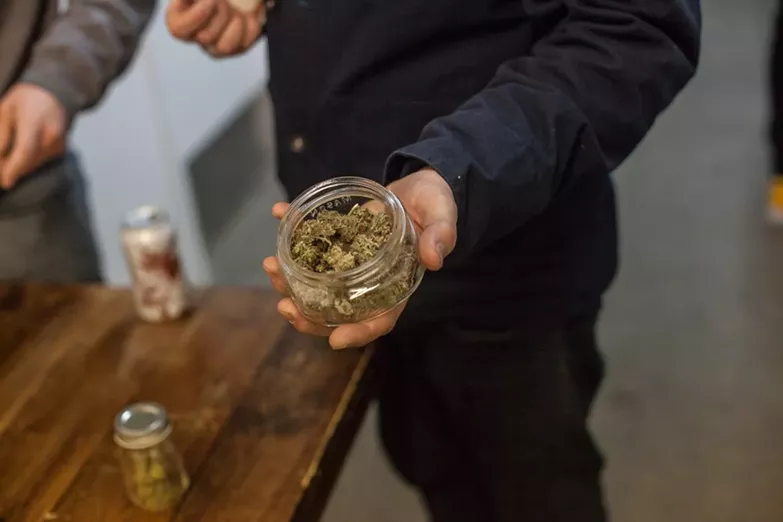 Open jar of weed