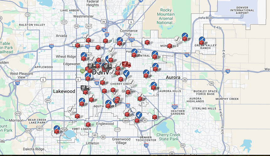 map of ballot bozes in Denver