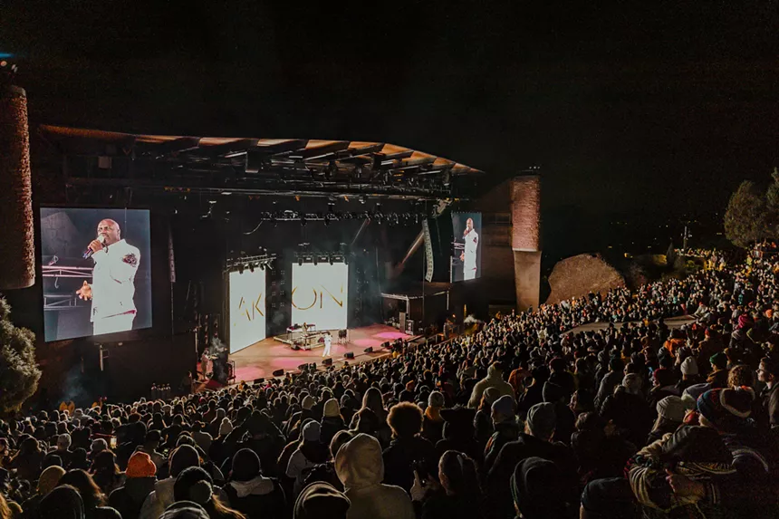 A photo of the crowd at Red Rocks for Akon.