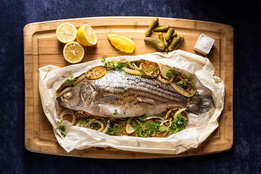 whole fish on a platter