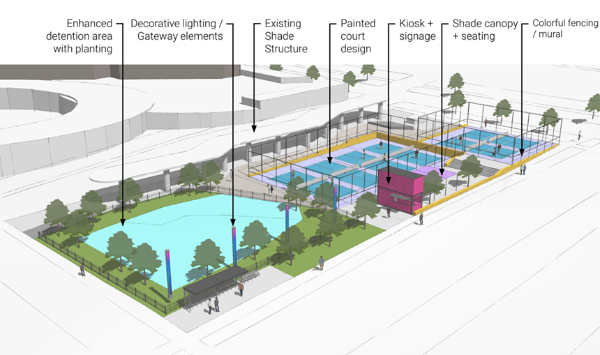 plans for a pickleball court and pond