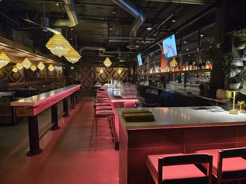 bar and booths inside a restaurant