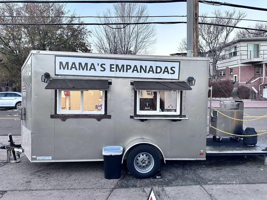 a silver food trailer