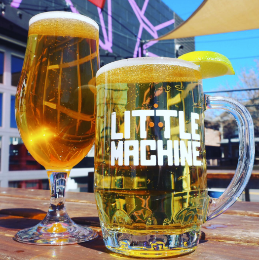 Lager beer with a lime in a glass.
