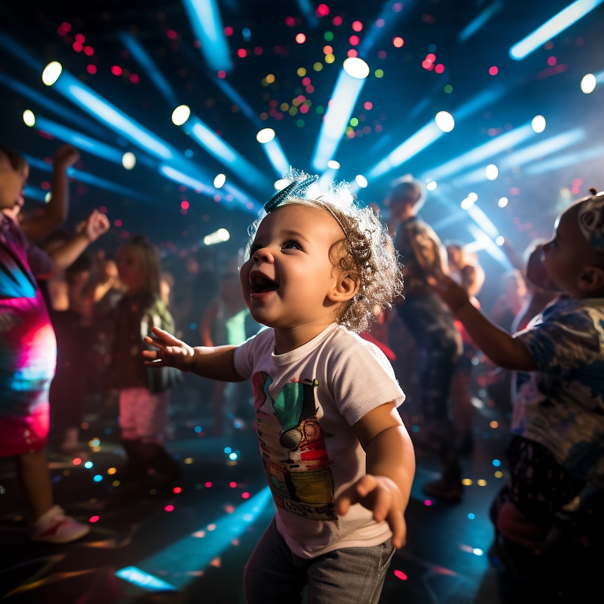 dancing baby in lights