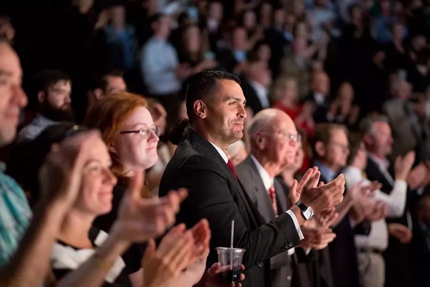 A standing ovation is given by the audience after a performance.