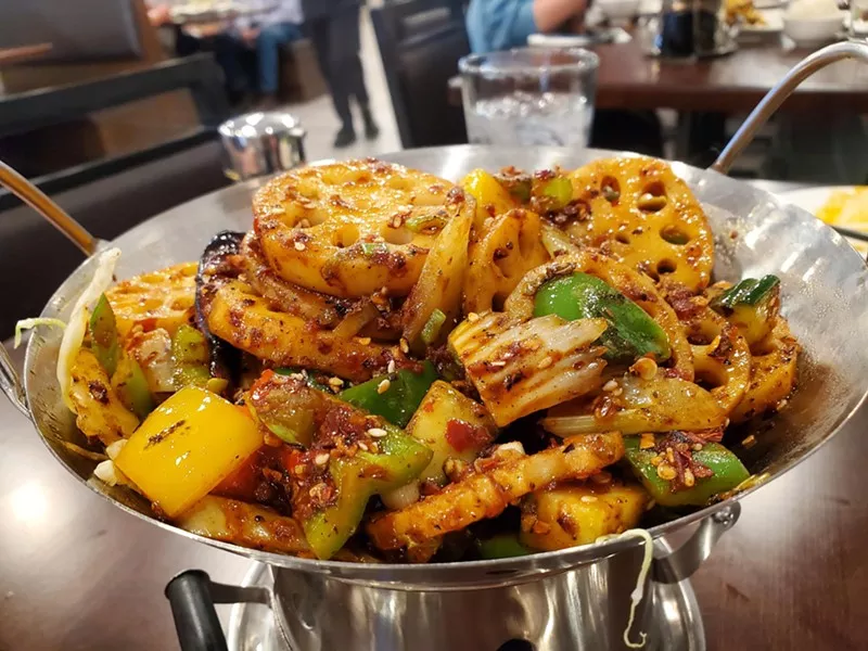lotus root and veggies in a bowl