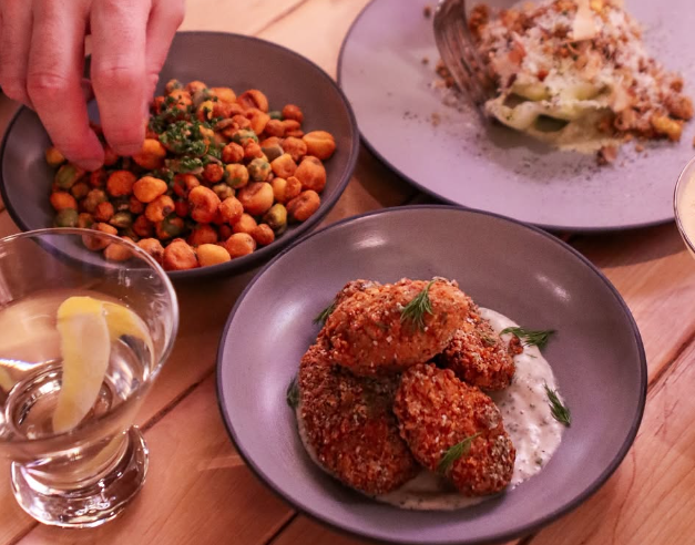 various food on plates