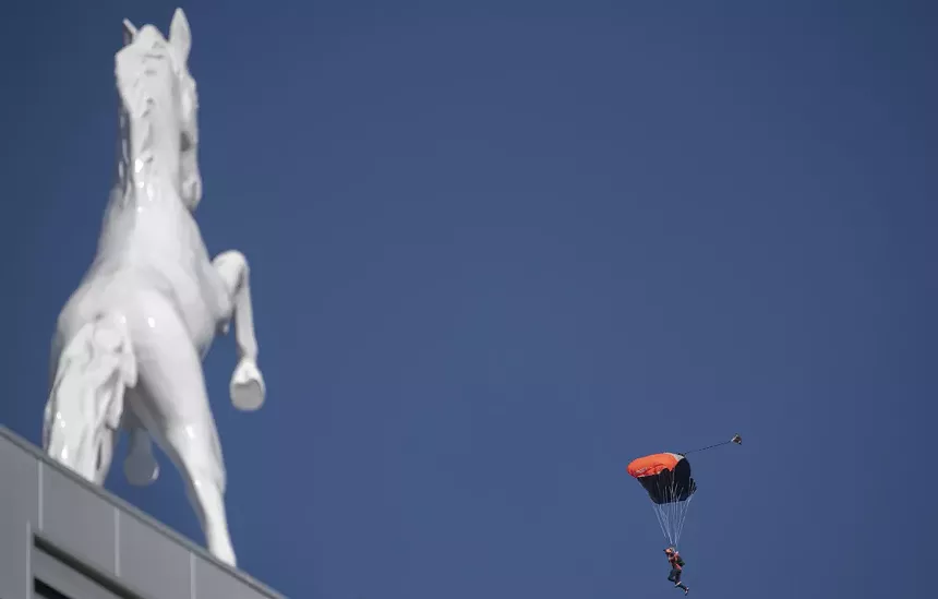 game ball parachuting in