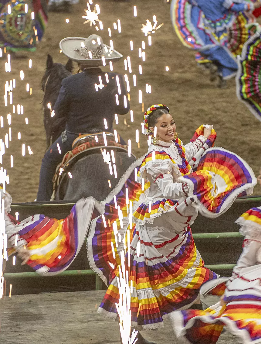 Mexican dancers at rodeo