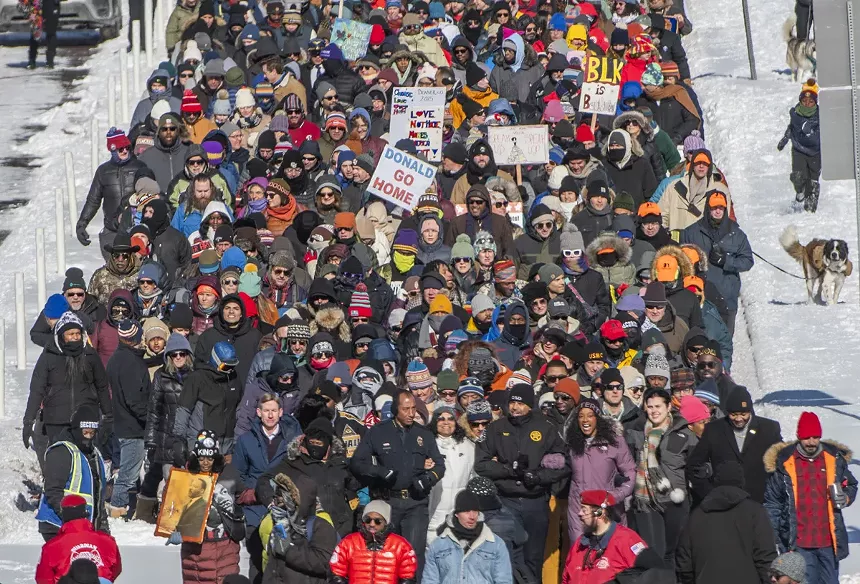 crowd of marchers