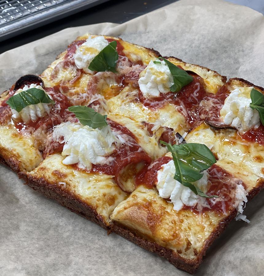a Detroit-style pizza