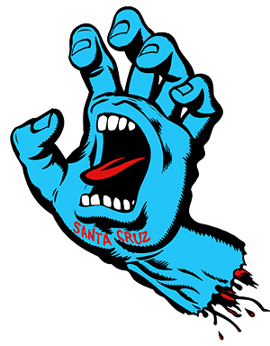 blue hand with mouth