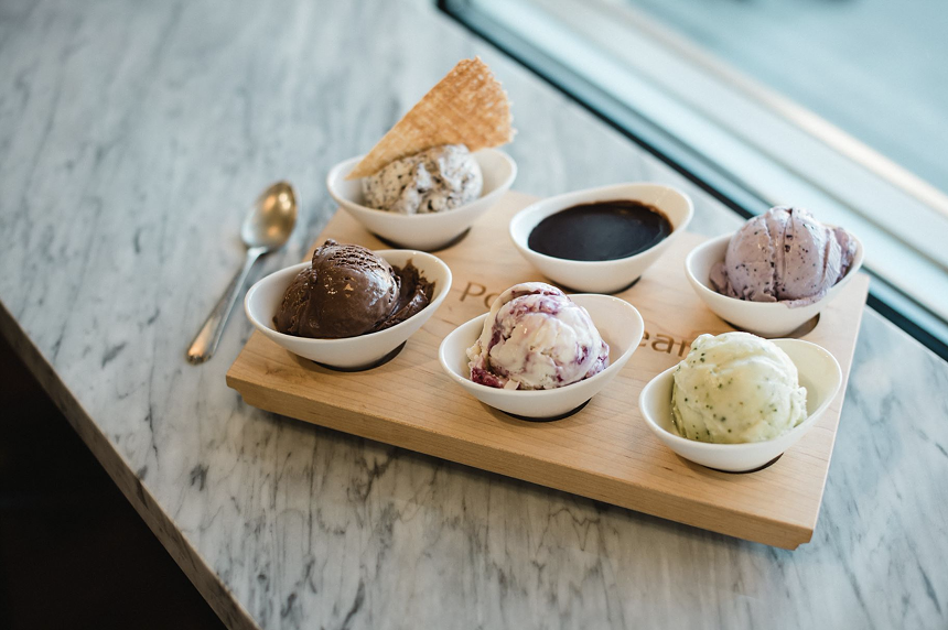 A five-flavor ice cream flight from High Point Creamery